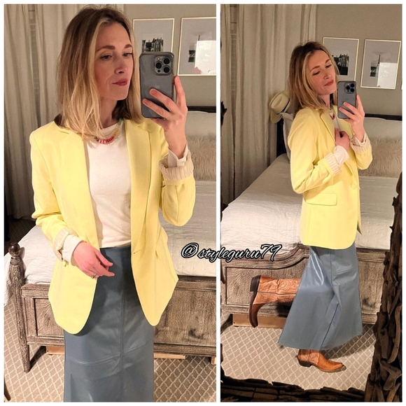 NWT, Anthropologie, Maeve Button-Back Blazer in Yellow - Picture 4 of 8